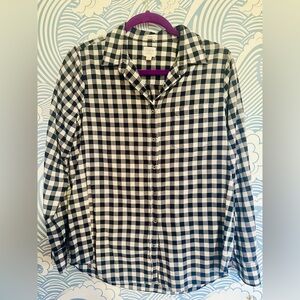 J. Crew Vintage Navy and White Gingham Shirt Boy fit